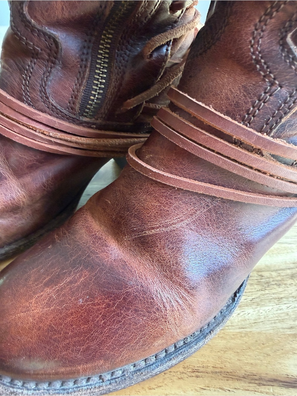 Freebird Coals - Women’s Tall Lace-Up Leather Boots in Cognac - Picture 6 of 12